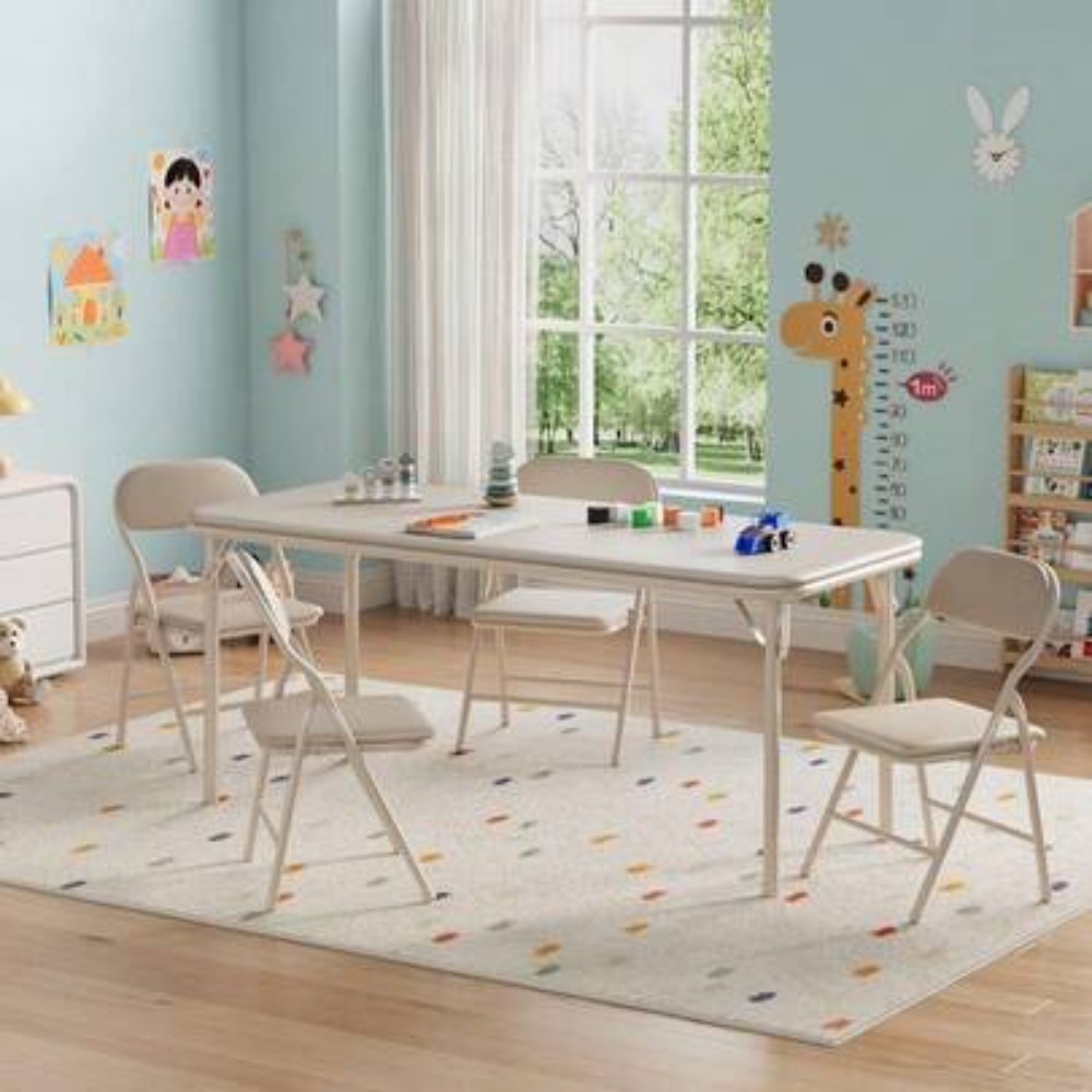 Kids Outdoor Furniture Set - Kinder-Aktivitätstisch-Set, klappbarer Spieltisch mit dicker PU-Lederplatte,
