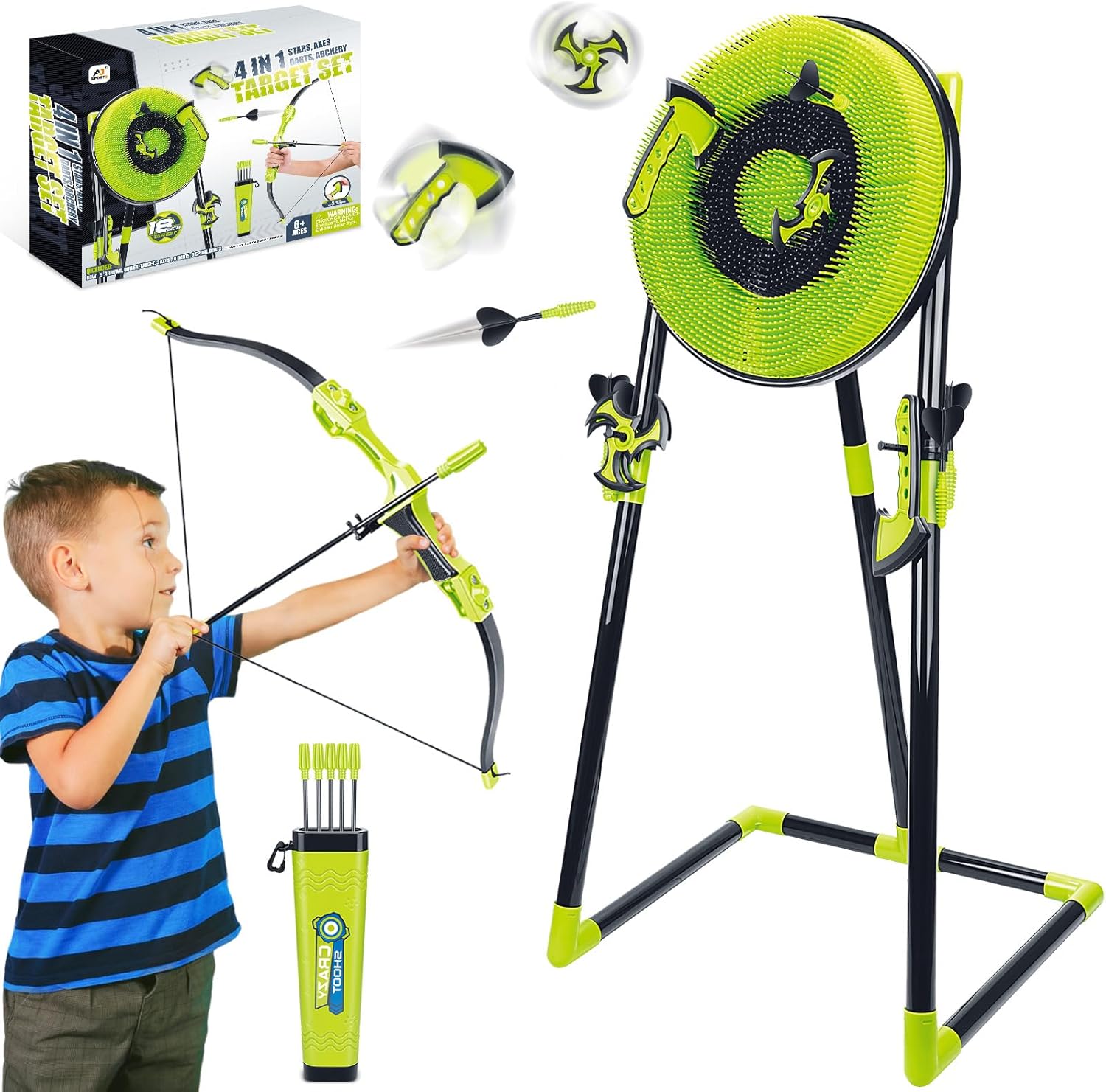 Kids Outdoor Ninja Set - 4-in-1-Axt-Wurfziel-Set für Kinder und Erwachsene im