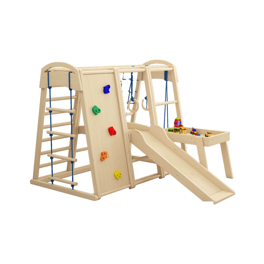Kids Outdoor Gym Equipment - Indoor-Outdoor Holz-Klettergerüst für Kinder mit Rutsche