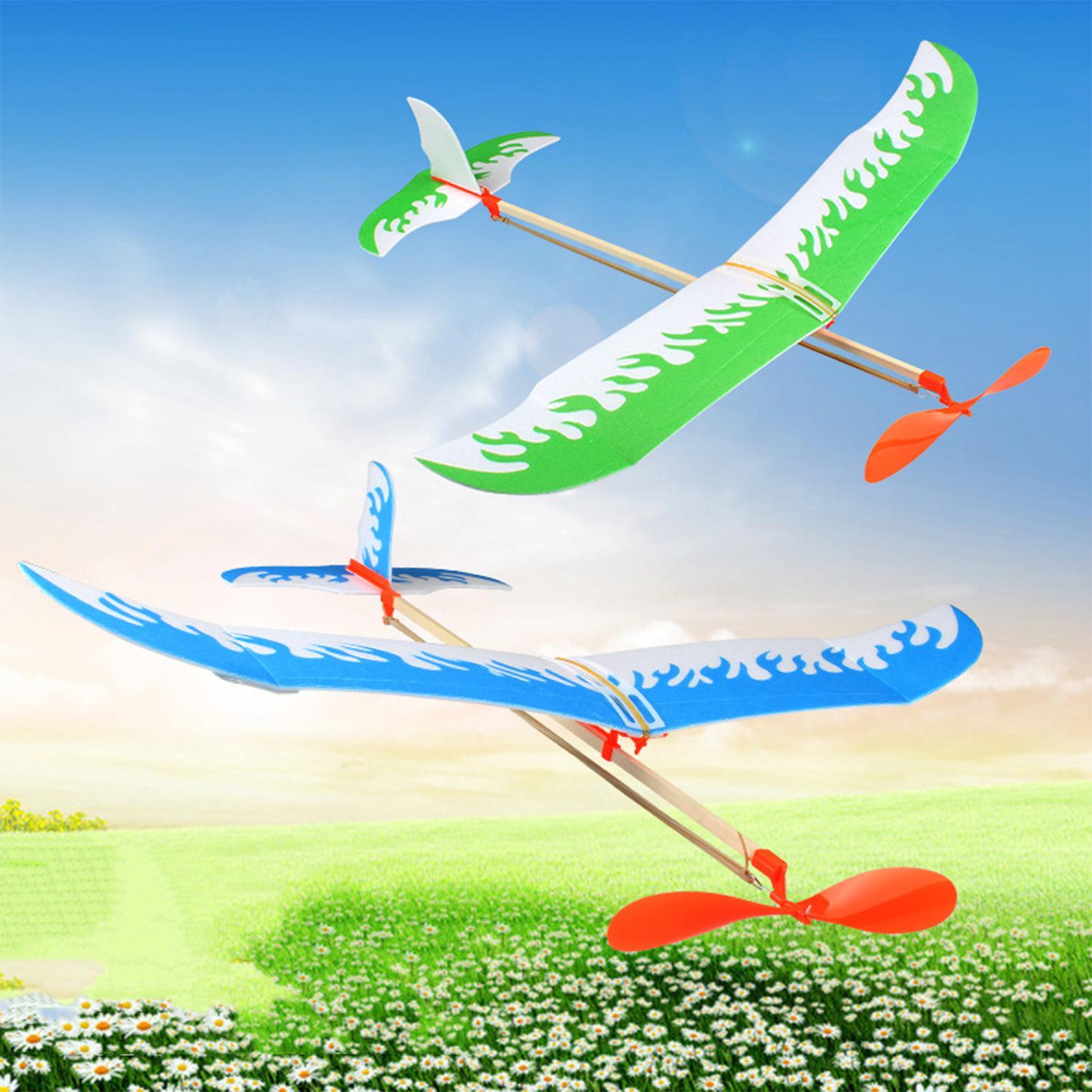 Kids Outdoor Play Equipment - Gummiband-Flugzeuge, angetriebenes Segelflugzeug-Flugzeug-Set, fliegende Spiele, Spielen,