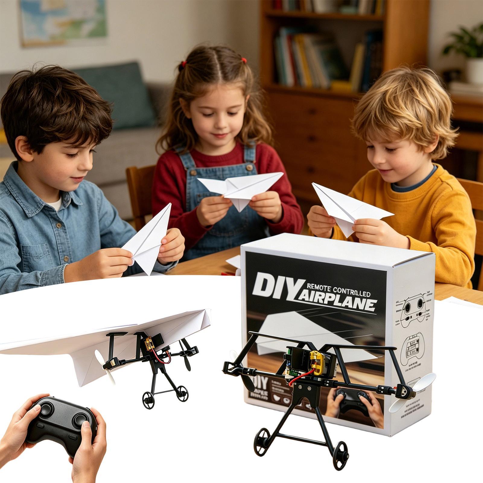 Kids Outdoor Play Equipment - DIY RC Papierflugzeug-Bausatz Flugzeugspielzeug mit Gyro-Stabilisator