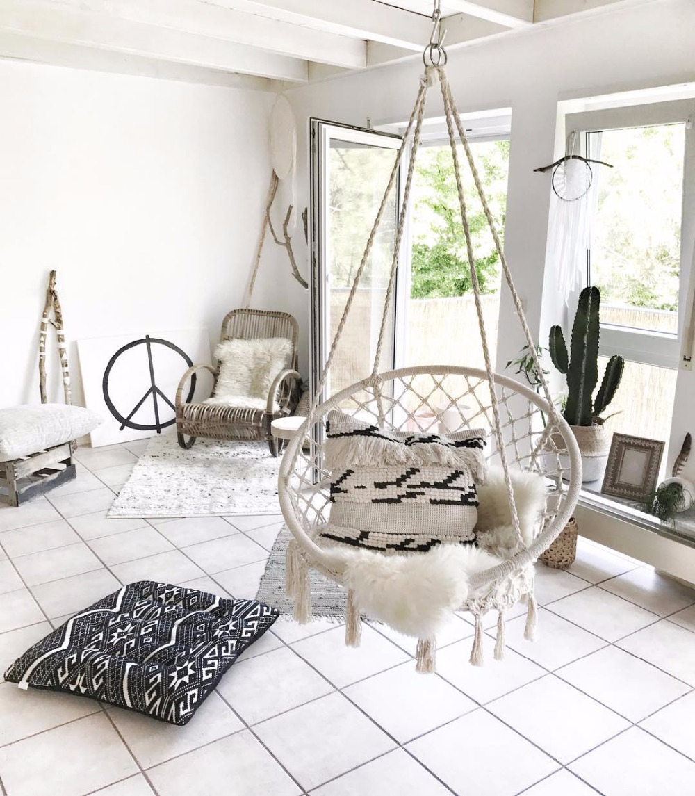 Kids Outdoor Hammock - 2025 Nordic Garten Handgemachte Gestrickte Runde