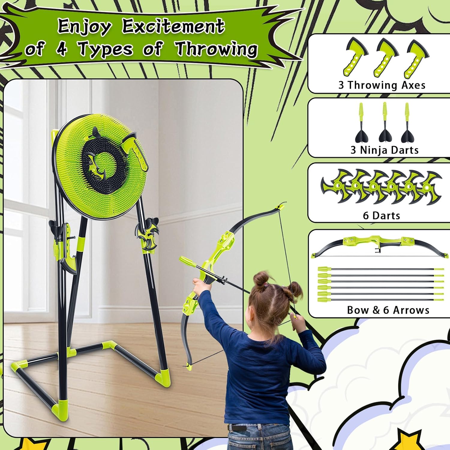 4-in-1-Axt-Wurfziel-Set für Ki – Kids Outdoor Ninja Set Bewertung und Preis