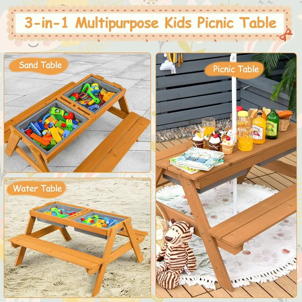 4-in-1 Holz-Sand- und Wasserti – Kids Outdoor Furniture Set Bewertung und Preis