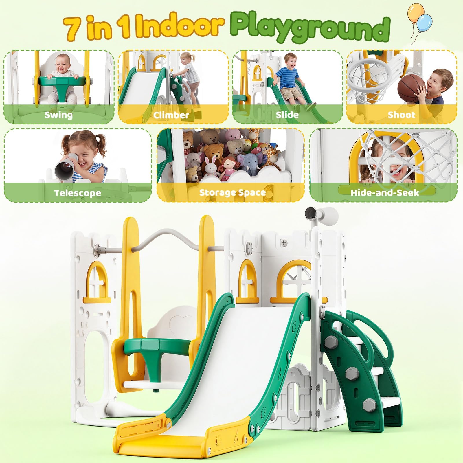 7-in-1 Kleinkind-Rutsche und S – Kids Outdoor Basketball Bewertung und Preis