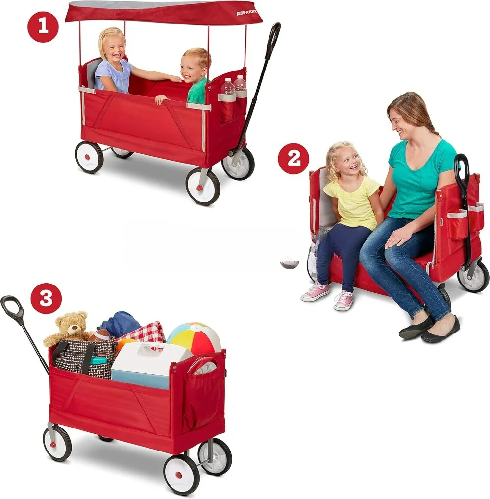 3-in-1 EZ-Klappwagen, zusammen – Kids Outdoor Wagon Bewertung und Preis