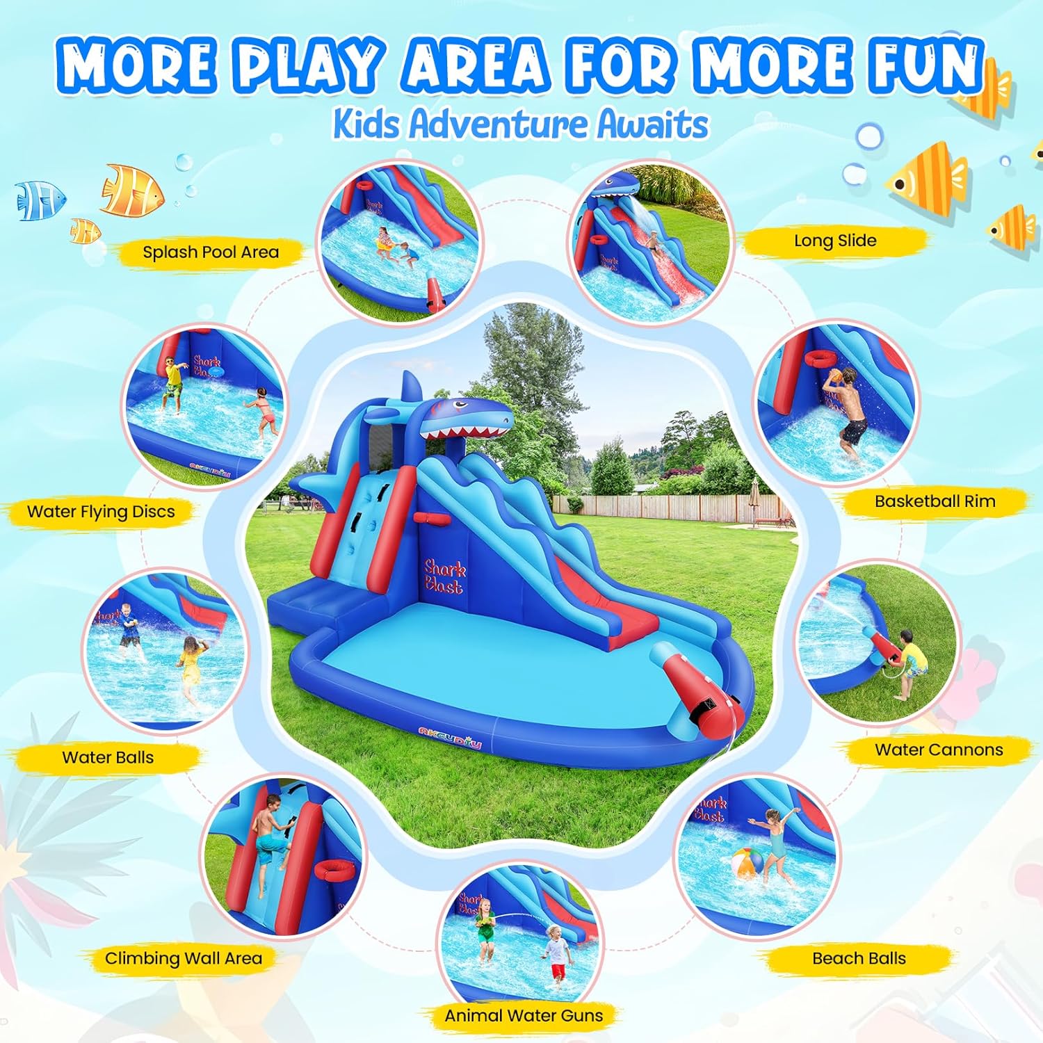 Hai-Themen Aufblasbarer Wasser – Kids Outdoor Basketball Bewertung und Preis